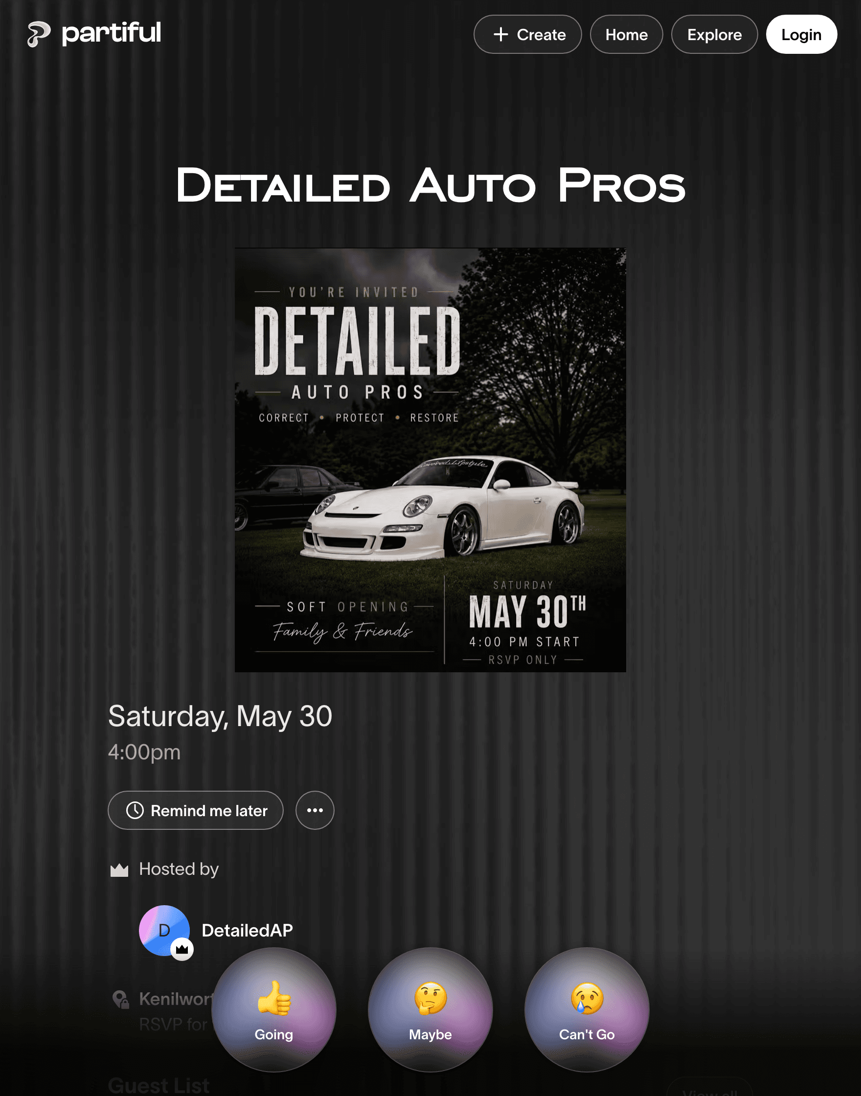 Detailed Auto Pros Lounge — Grand Opening event on Partiful